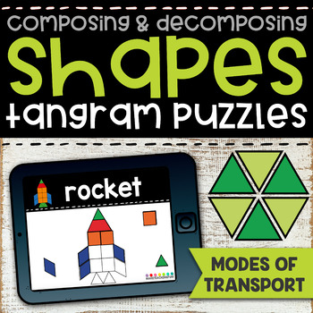 Preview of Tangram Shape Puzzles | Modes of Transportation Boom Cards | Composing Shapes