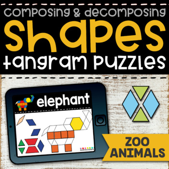 Preview of Tangram Shape Puzzles  |  Zoo Animal Boom Cards  |  Composing Shapes