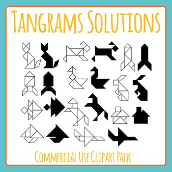 fuga Árbol de tochi bolsillo Tangram Solutions - Animals, House, Plane 2D Clip Art / Clipart Commercial  Use