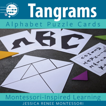 Preview of Tangram Alphabet Puzzles with Solutions & Tracking, Geometric Shapes Task Cards