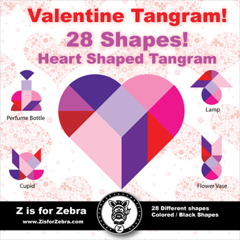 Preview of Tangram - Valentine Tangram Heart {Z is for Zebra}