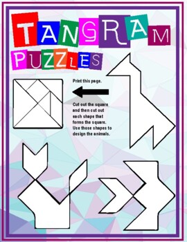 Tangram animal puzzles by Half Moon Designs | TPT
