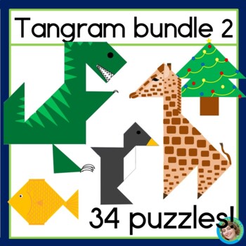 Preview of Printable Tangram Puzzles Congruent 2D Shapes Math Centers and Worksheet Bundle2