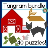 Tangrams Bundle 2D Shape Printable Math Center Spring | Oc