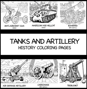 Preview of Tanks and Artillery Coloring Pages - History Pack