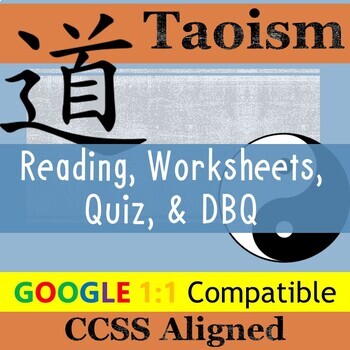 Preview of Taoism Lesson Plan: Reading, DBQ, Worksheet, Quiz