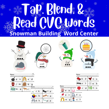 Preview of Snowman CVC  Word Work Center