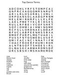 Tap Dance Terms Wordsearch