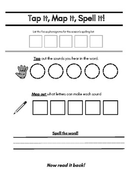 Preview of Tap it, Map it, Spell it! Dictation/Spelling Multi-sensory Strategy Sheet
