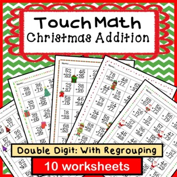 Preview of Tap the Dots Math : Christmas Double Digit Addition W/ Regrouping