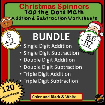 Preview of Tap the Dots Christmas Math BUNDLE : Santa and Friends Spinners