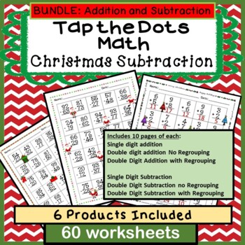 Preview of Tap the Dots Math Christmas Variety Pack Worksheet BUNDLE