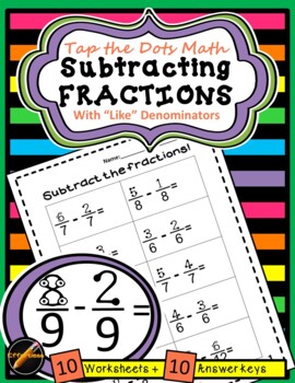Preview of Tap the Dots  Fractions: Subtracting Fractions with Like Denominators