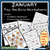 Tap the Dots January Addition and Subtraction Worksheets only