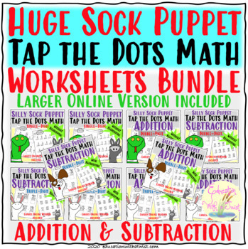 Preview of Tap the Dots Math Addition and Subtraction Huge Worksheets Bundle