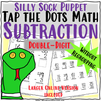 Preview of Tap the Dots Math Double Digit Subtraction Without Regrouping Distance Learning