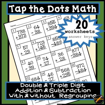 Preview of Tap the Dots Math: Double and Triple Digit Mixed add and subtract