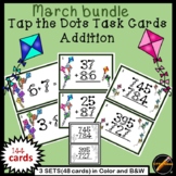 Tap the Dots Math Kite Task Cards for March : Addition Bundle
