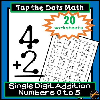 Preview of Tap the Dots Math: Single Digit Addition Worksheets 0 to 5 only