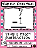 Tap the Dots Math: Single Digit Subtraction: 20 Worksheets