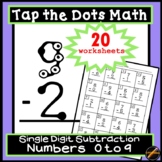 Tap the Dots Math: Single Digit Subtraction Worksheets 0 to 9