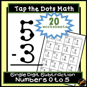 Preview of Tap the Dots Math: Single Digit Subtraction using numbers 0 thru 5 only