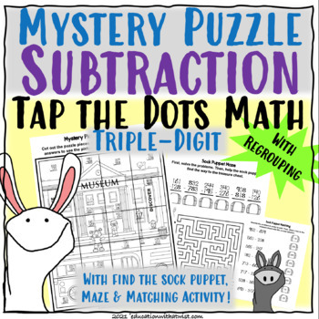 Preview of Tap the Dots Math Three Digit Subtraction With Regrouping Mystery Picture