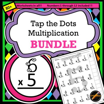 Preview of Tap the Dots Multiplication Bundle: Individual Facts 1-12 Multipliers 0-12