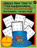 Tap the Dots New Year Theme Addition and Subtraction Worksheets