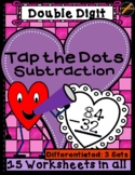 Tap the Dots Subtraction Worksheets -February Valentine: D