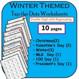 Tap the Dots Winter Addition Worksheets: Double Digit with