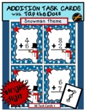 Tap the Dots Winter Snowman Addition Task Cards: Single Digit