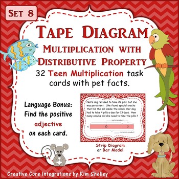 Preview of Tape Diagram Teen Multiples Distributive Property - Set 8