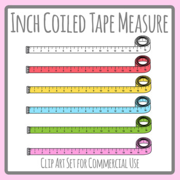 Tape Measure in Inches - Various Colors Clip Art Commercial Use | TpT