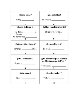 Preview of Basic Spanish Speaking / Conversation Cards