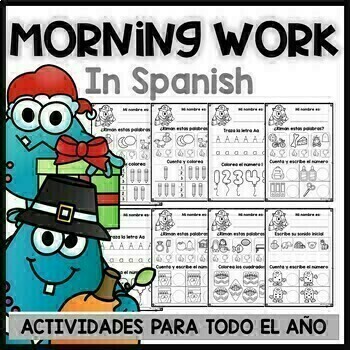 Preview of Tarea y trabajo de la mañana | Kinder Morning Work and Homework in Spanish