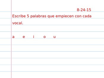 Preview of Tarea semanal bilingue Weekly prompt bilingual homework bellringer do now