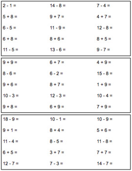 Preview of Tarea - sumas y restas a 20