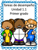 Tareas de desempeño Unidad 1.1 Matemática Primer Grado