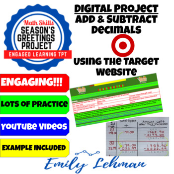 Preview of Season's Greetings-Target Shopping Spree-Add & Subtract Decimals DIGITAL Project
