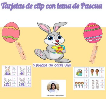 Preview of Targetas clip con tematica de pascua (ESPAÑOL)