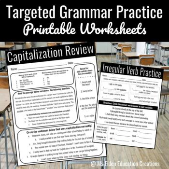 Preview of Targeted Grammar Practice - Irregular Verbs, Plural Nouns, Conjunctions, & more!