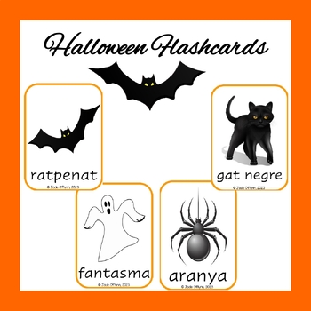 Preview of Targetes de Vocabulari Halloween en Valencià (4 per pàgina). Flashcards.