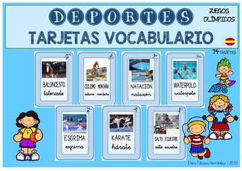 Preview of Tarjetas Vocabulario DEPORTES OLIMPIADAS / Cards OLIMPIC SPORTS (SPANISH)