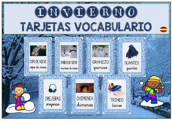 Preview of Tarjetas Vocabulario INVIERNO / Vocabulary Cards WINTER (SPANISH)