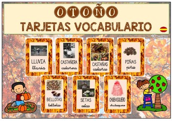 Preview of Tarjetas Vocabulario OTOÑO / Vocabulary Cards AUTUMN (SPANISH)
