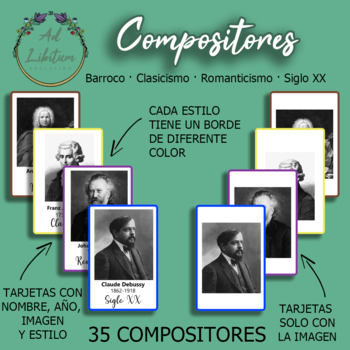 Preview of Tarjetas de Compositores · Barroco · Clasicismo · Romanticismo · Siglo XX