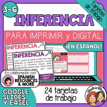 Preview of Tarjetas de trabajo: Inferencia (Inference Task Cards in Spanish)