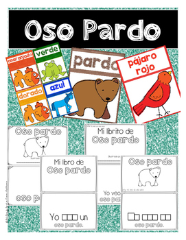 Preview of Tarjetas de Oso Pardo y 4 Libritos con palabras de alta frecuencia ¡editables!