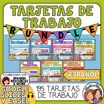 Preview of Tarjetas de trabajo - Bundle - 195 Task Cards in Spanish